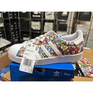 NWT Adidas Uni Disney Superstar J Shoes Kids,White Multicolor Mickey Mouse-4.5